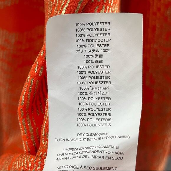 Michael Kors Poppy/Gold Samara Smocked Bell Sleeve Tunic Metallic Blouse Size 2X - Picture 13 of 13